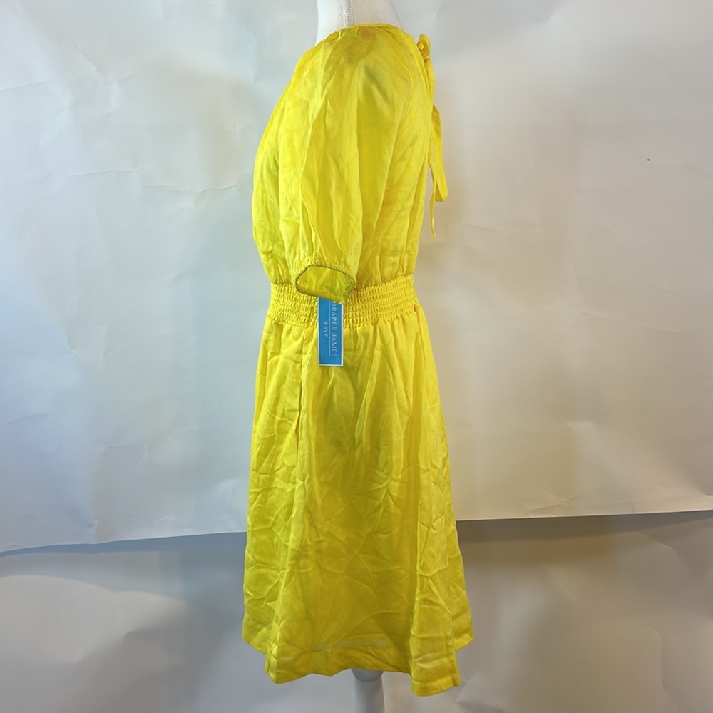 Draper James RSVP | Smocked Waist Yellow Linen Blend Dress | Medium - Picture 8 of 15